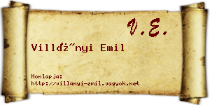 Villányi Emil névjegykártya